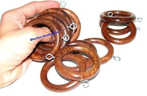 Wooden curtain rings Decorative Wood Ring with Detachable Clip Set of 12 piece - Picture 1 of 12