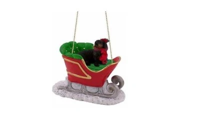 CONVERSATION CONCEPTS Dachshund Sleigh Ride Christmas Ornament Black - Delightful!