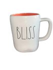 Rae Dunn Black Uppercase BLISS Ceramic Coffee Mug Tea Cup Letters White Coral
