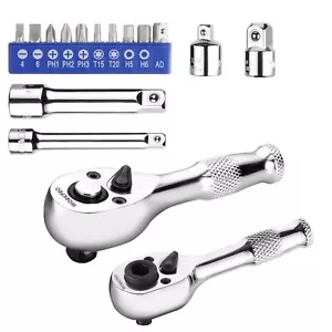 WORKPRO Stubby Ratchet Bit Driver Set 16PC 3/8" 1/4" Drive Ratchet Handle Wrench - Picture 1 of 10