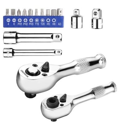 WORKPRO Stubby Ratchet & Bit Driver Set 16 PCS, 1/4", 3/8" Drive Ratchet Handle - Image 1 of 4