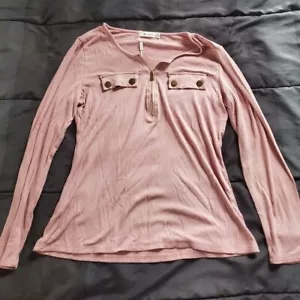 NWOT women xl pink long sleeve zipper accent - Picture 1 of 1