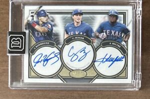 Triple Auto Card Rodriguez Seager Beltre SSP 10/10 Rangers 2023 Topps Tier One