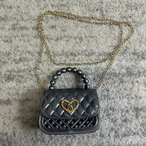 Graue Micro Geldbörse mit Metallkette Umhängetasche - Bild 1 von 5