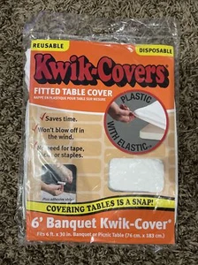Kwik Covers White Plastic Fitted Table Cover 6ft X 30in - Picture 1 of 2