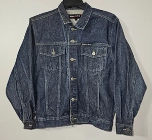 Beverly Hills Polo Club Blue Denim Trucker Button Up Jacket  w/USA Patch Size:M - Picture 1 of 7