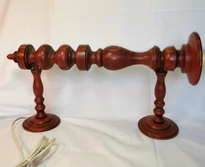 Vintage Turned Wood Hanging Wall Light Sconce Holder 24" Tall Burnt Orange - Picture 1 of 7