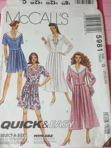 Camicia vintage McCalls modello 5981 collare marinaio mutandine taglie 20 22 24 NON TAGLIATE - Foto 1 di 5