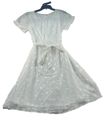 NY Collection Dress Womens size Large Petite PL White Polka Dot Sheer Lined New - Image 1 of 4
