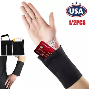 2× Cell Phone Holder Running Wrist Bag Sports Wallet Purses Armband 2 Pocket USA - Picture 1 of 14