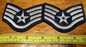 New Air Force USAF Staff Sergeant SSgt Rank Stripes Insignia Blues 3" Pair Vtg - Picture 1 of 2