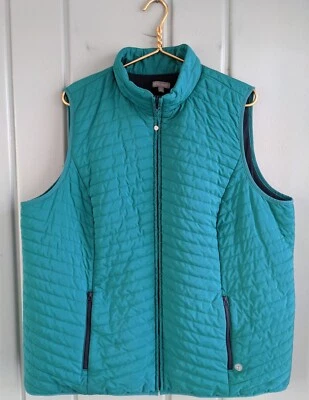 Talbots Womens Plus 2X Vest Quilted Green Insulated Full Zip Pockets Mock Neck - Image 1 of 4