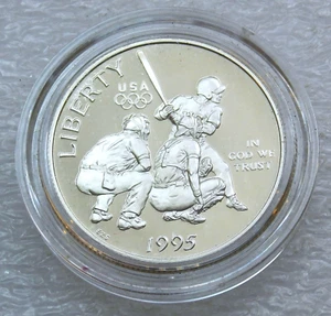 1995-S Olympics Baseball Proof Cameo Half Dollar in Original Mint Cap #LM290 - Picture 1 of 2