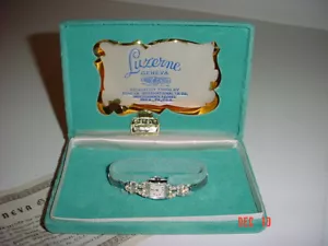 Vintage Lucerne Geneva Women’s Rhinestone Watch In Box - Not Working - Picture 1 of 8