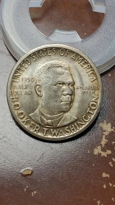 1950 S Booker T Washington Silver Half Dollar UNC Uncirculated              W583 - Image 1 of 2