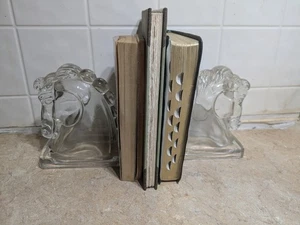Vintage Federal Klarglas Pferdekopf Buchstützen Art Deco - Bild 1 von 9