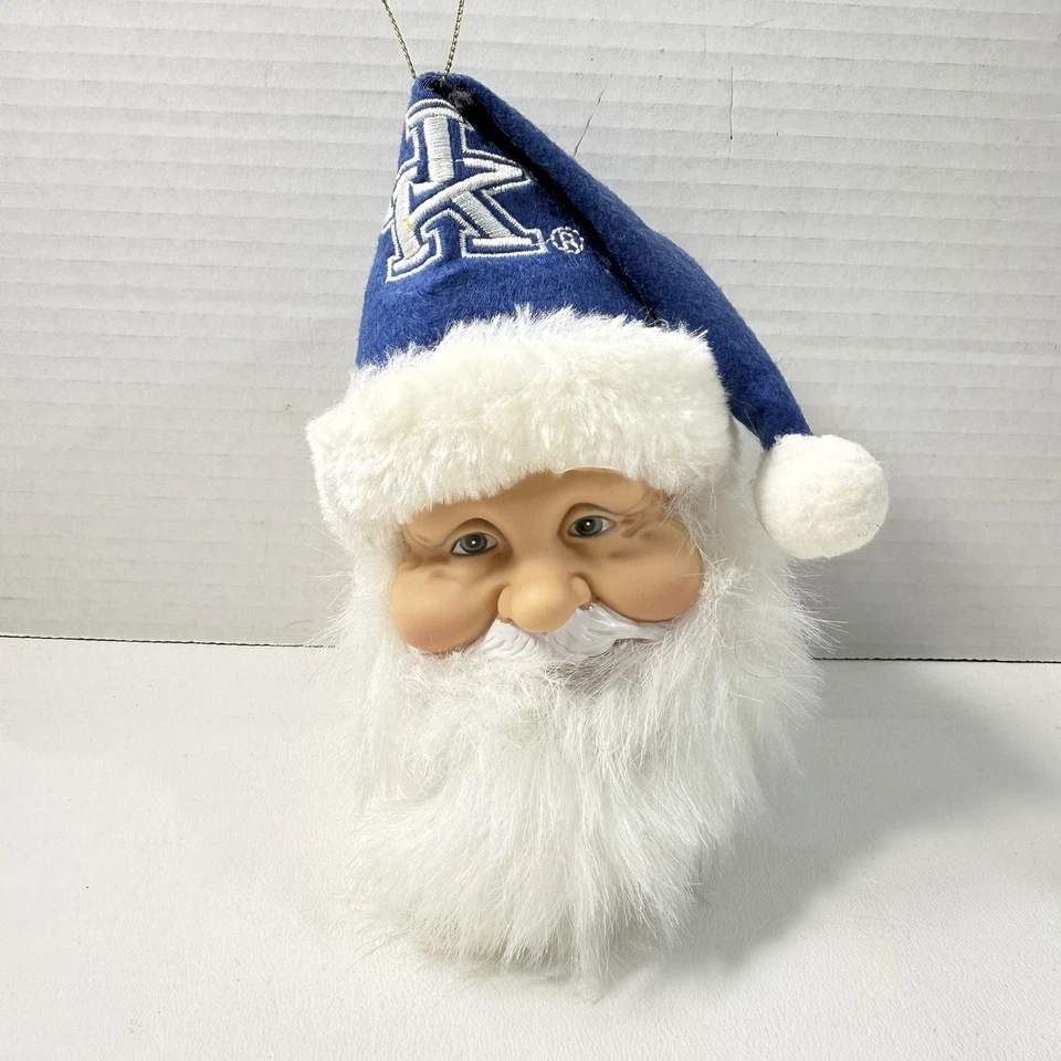 Adorno de Navidad de la Universidad de Kentucky cabeza de Papá Noel firmado con etiqueta por Sean Woods Foto 1 de 4
