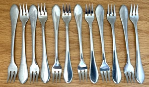 Set of 12 Michael Lloyd Silverado Stainless Steel Cocktail Shrimp Appetizer Fork - Picture 1 of 7