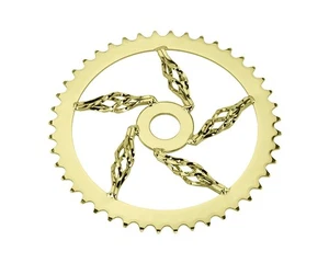 Lowrider Flat Twisted Cruiser Sprocket 1/2 x 1/8 Bike 44t Gold - Picture 1 of 1