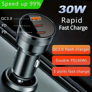 Dual USB PD Type-C Car Charger 30W Fast Adapter iPhone17 16 15 14 13 Pro Max - Picture 1 of 11