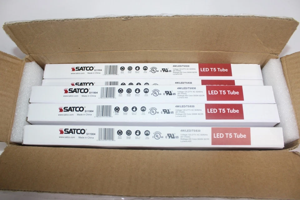 Satco LED Light Bulb S11904 T5 Replacement 4W 3000K - 8 pack