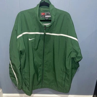 Chaqueta cortavientos vintage Y2K Nike para hombre talla XL verde blanco chándal cremallera completa Foto 1 de 4
