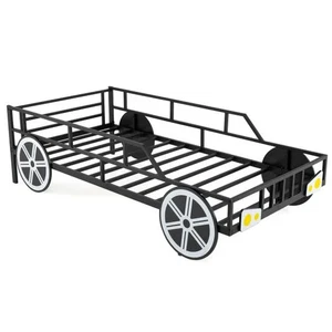 Kids Beds Single Size Metal Car Shaped Toddler Children Bed Frame With Wheels UK - Picture 1 of 10