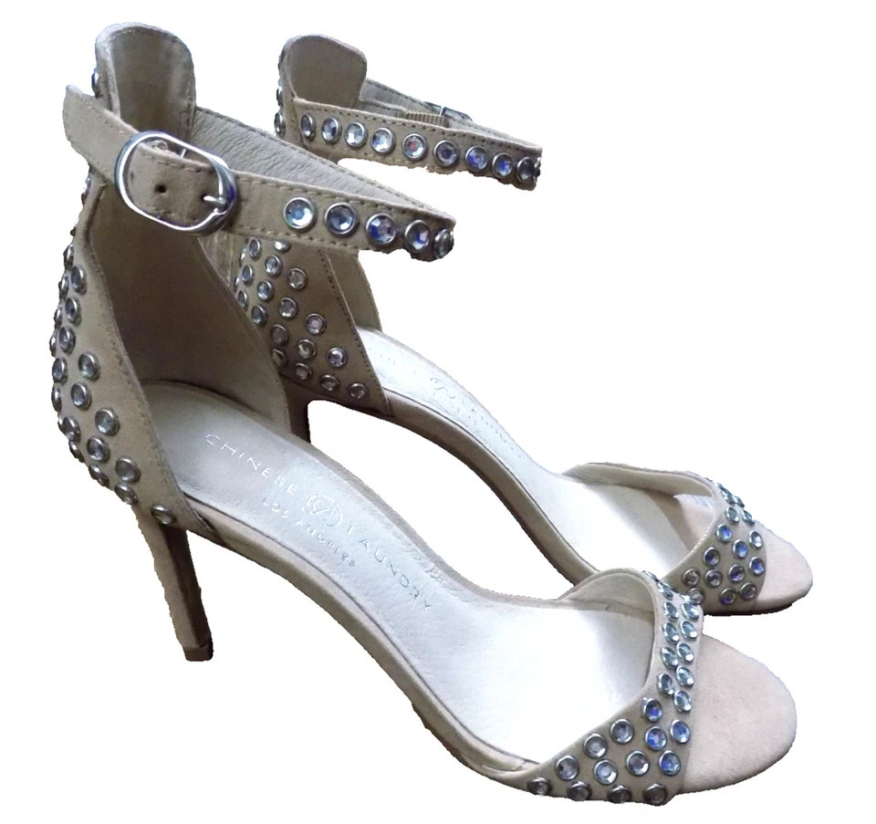 Sandalias Starshine Chinas Lavandería SEXY Correa al Tobillo 3" Tacones Estrás Remaches 6 Foto 1 de 4