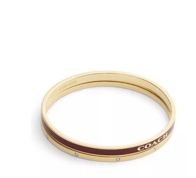 Coach Brazalete Pulsera Esmalte Dúo Set - Nuevo en Caja Caja Caja de Regalo de Vacaciones (Dorado/Negro) Foto 1 de 4