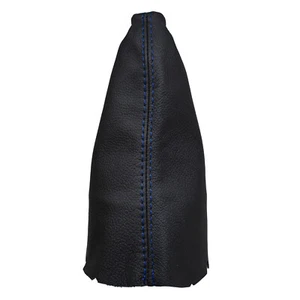 TOYOTA YARIS (2008-2010) Cuffia Leva Cambio Vera Pelle - Cuciture Blu - Picture 1 of 3