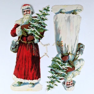 Die Cut Scrap Santa Claus In The Snow Father Christmas E Heller Austria - Picture 1 of 14