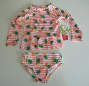 Penelope Mack Girl's 2T 2 Pc Long Sleeve Rash Guard Tankini Swimsuit Pineapple - Picture 1 of 2