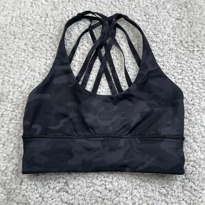 Lululemon Free To Be Moved Bra Black Gray Camo Womens 6 - Image 1 of 4