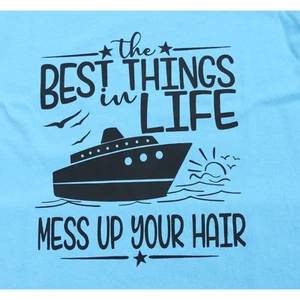 T-shirt donna Gildan taglia S M L 2XL divertente dire disordine capelli barca - Foto 1 di 8