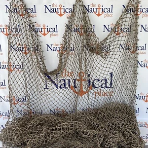 Authentic Fishing Net, Old Vintage Netting, Decorative Used Fish Net, Nautical - Picture 1 of 38