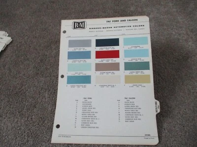 PAINT COLOUR REFERENCE 1961 FORD FOLCON PAINT CHIPS - Image 1 of 3