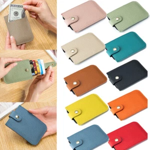 Portafoglio donna slim blocco RFID porta carte di credito pelle tasca porta carte con hasp - Foto 1 di 39