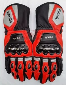Aprilia RSV4 Racing Gloves Red Black Leather Motorbike Street Track Protective G - Picture 1 of 2