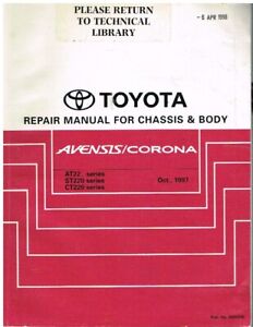 TOYOTA AVENSIS Mk1 ORIGINAL 1997 FACTORY CHASSIS & BODY REPAIR MANUAL