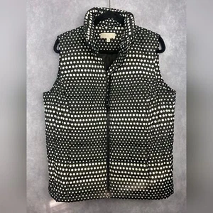Talbots Womens Size 1X Puffer Vest Black White Polka Dot Feather Down - Picture 1 of 5