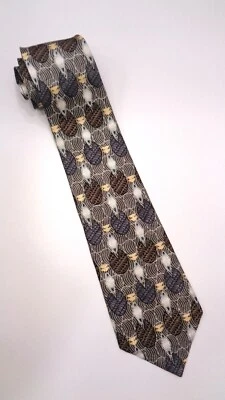 COUNTESS MARA Men's 100% Silk Necktie Designer GEOMETRIC Gold/Multicolor EUC - Image 1 of 4