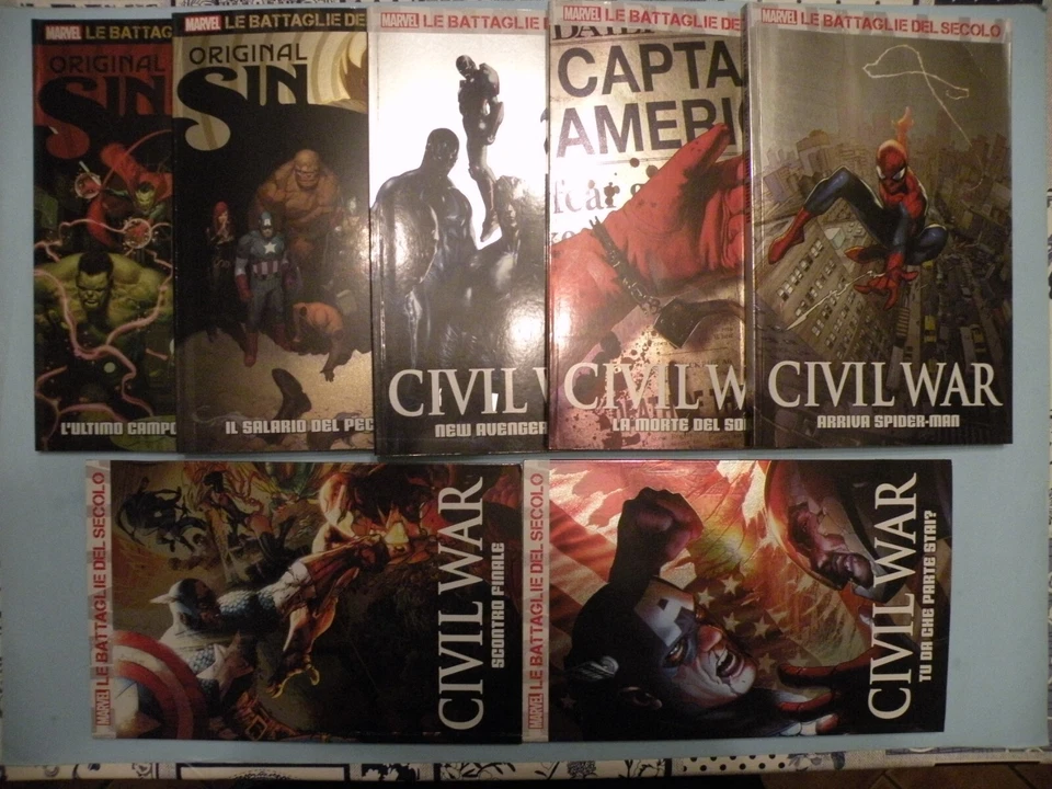 MARVEL LE BATTAGLIE DEL SECOLO CIVIL WAR 1-2-3-4-5 + ORIGINAL SIN 1-2 NUOVO/EDIC - Immagine 1 di 1