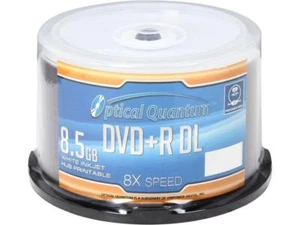 Optical Quantum 8.5 GB 8X DVD+R DL White Inkjet Hub Printable 50 Packs Disc Mode - Picture 1 of 1