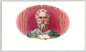 Antigua etiqueta de caja de cigarros vintage de plata Prince original en relieve sin usar 10x6" - Imagen 1 de 5