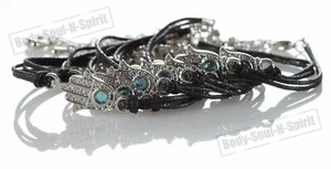 7 NEGRO Hamsa Contra Mal de Ojo Cordón Pulseras Cabalá Joyería Mística - Imagen 1 de 2