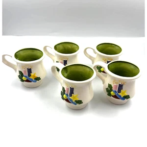 Tazza Tazze Coppe Natale Vintage Fatte a Mano Lotto 5 Pezzi Ceramica Smaltata Art Déco 1975 - Foto 1 di 7