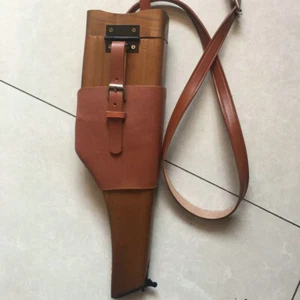 WW2 German Gun Wooden Holster Box With Leather Belts Army Mauser Pistol C96 M712 - Picture 1 of 7