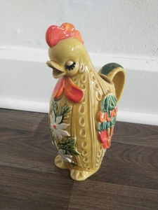 Vtg 70's Geo Z Lefton Ceramic WHIMSICAL Sleepy Chicken Hen Rooster Pitcher EVC - Picture 1 of 9