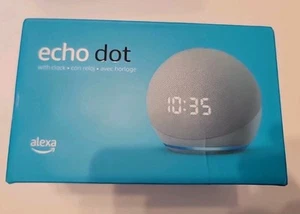 Amazon Echo Dot Clock  (5th Gen.) 2022 Smart Speaker -Glacier White NEW SEALED - Picture 1 of 6