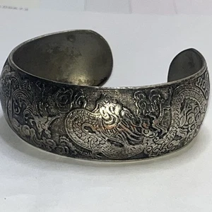 Vintage Metals Viking Style 7.5” 1” Opening Cuff Bracelet Dragon Wings Ornate - Picture 1 of 14